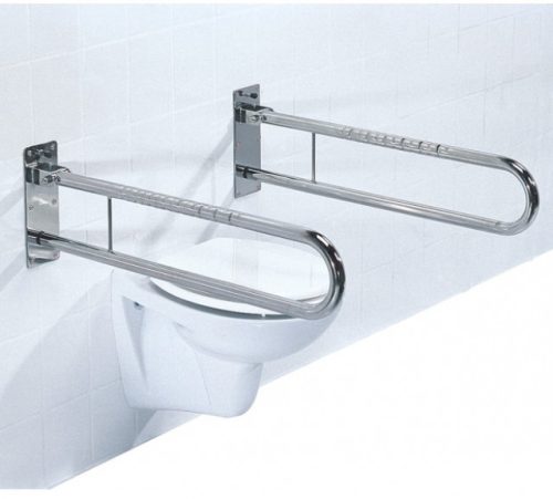 Felhajtható króm-acél fali WC kapaszkodó  60 cm